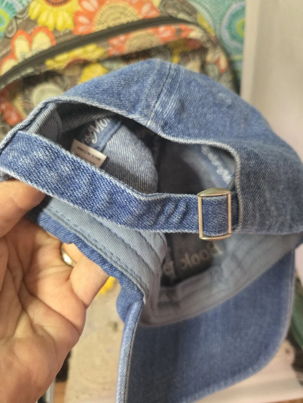 4/$15 Boho Person Blue Denim Baseball Cap Adjustable 100% Cotton Hippie Hat